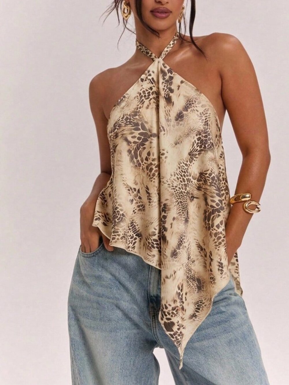 Multicolor Boho Women's Backless Asymmetrical Knot Halter Neck Tank Top
